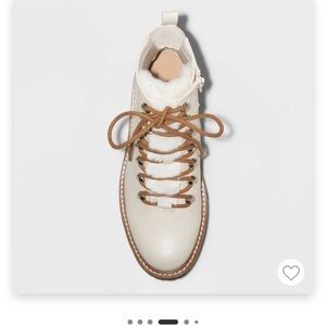 Women's Cream Lace-Up Boots